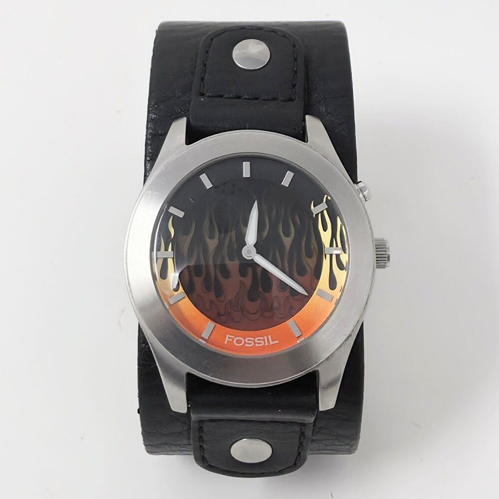 RARE Fossil Big Tic Watch JR-8200 Flame Animated 🔥 Y2K New Battery Tested Video